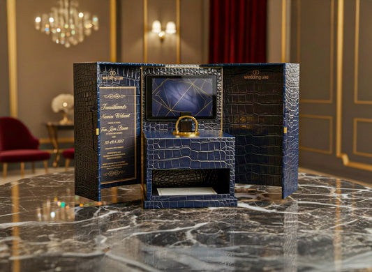 Luxury Croc Leather Invitation Box with Digital Screen
