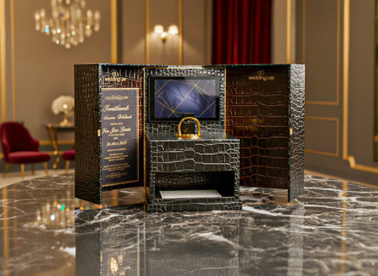 Luxury Croc Leather Invitation Box with Digital Screen.