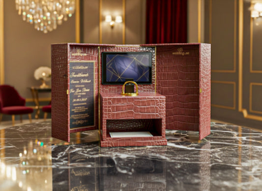 Luxury Croc Leather Invitation Box with Digital Screen.
